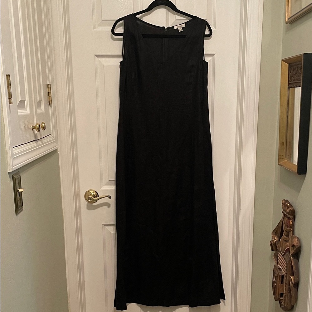 Emanuel Ungaro Black Linen Sleeveless Maxi Dress